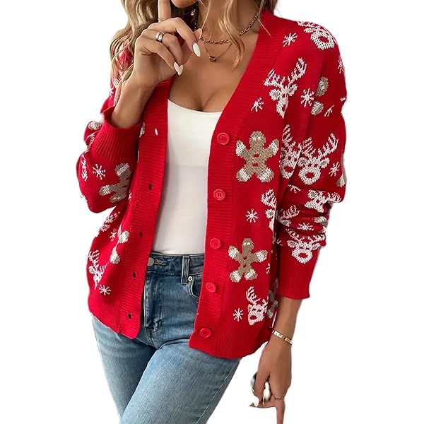トップス andequal unique button cardigan red Red Lantern Sleeve Single-Breasted Cardigan & Reviews - Red